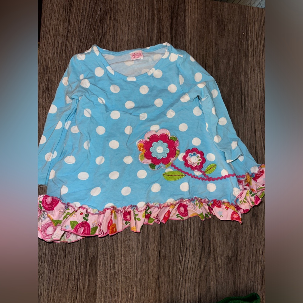 Floral Applique Blue Polka Dot Diaper Cover